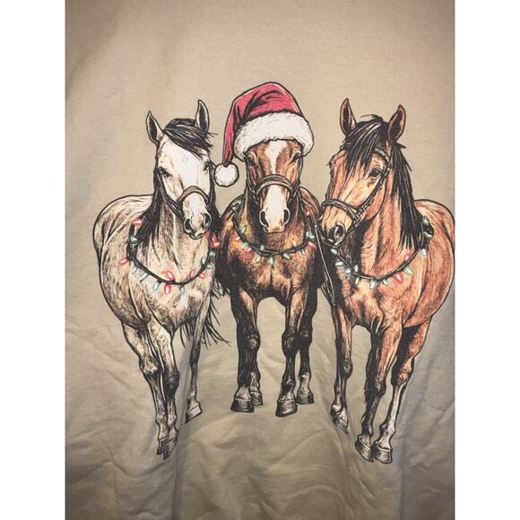 Vintage Gildan Heavyweight Christmas Horses Sweatshirt, M - Picture 3 of 5